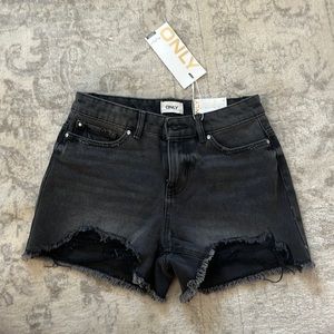 ONLY High Waisted Denim Pacy Shorts in Black